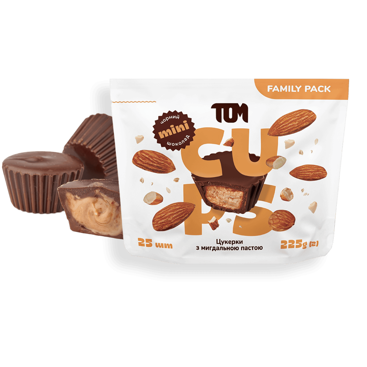 Mini Cups dark chocolate with almond butter 25 pcs
